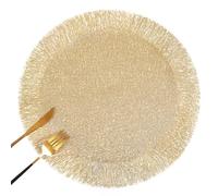 FAVE Set of 10 Round Gold Vinyl Placemats, Luxury Spiral Pattern for Formal Events, Restaurant, Parties, Birthdays (15 Inch,10PCS)