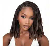 FAVE Soft Faux Locs Wig Synthetic Full Double Lace Dreadlock Wig Ombre Brown Braided Wigs for Black Women Dreads Wigs for Women Natural Looking Part Free（Natural Color,280g）