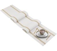 FAVE White Table Runner Woven with Golden Threads 90x12 Inches Heat Resistant Wipeable Waterproof Dining Table Runner for Wedding, Banquet,Party, Restaurant(White, 12"x90")