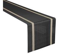 FAVE Woven Vinyl Table Runner Black Table Runner Woven with Golden Threads 120x12 Inches Heat Resistant Dining Table Mats for Wedding, Banquet, Birthday, Party, Restaurant(Black, 12"x120")