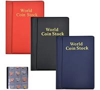 Favengo 3 Pcs Coin Collectors Album with 120 Pockets - Storage Book for Commemorative Coins, Medals, Tokens in 4 Colors