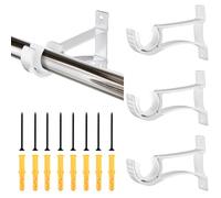 Favengo 4 Pcs Curtain Pole Brackets Adjustable Curtain Rod Brackets Single Curtain Pole Bracket Aluminum Alloy Heavy Duty Curtain Rod Holders Fixing Rod Bracket with Screw for Bedroom and Living Room