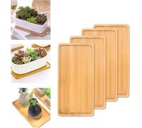 Favengo 4 Pcs Small Bamboo Tray 17.5 x 9 x 1 cm Rectangular Wooden Tray Bamboo Bath Tray Tea/Coffee Tray Small Small Bamboo Tablets Trays for Plants Keys Tea Perfume