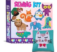 Favensen My First Sewing Kit for Kids,10 Easy DIY Projects Fun Felt Craft Kit for Girls,Age 5-12, Beginner Sewing Kit for Girls Gift with Instructions,Sew Your Own Plush Dolls with Pillow