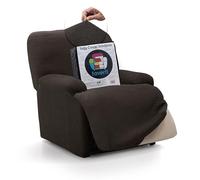 FAVERTI® Elastic Armchair Cover Relax Feet Together Reclining from 70 to 90 cm | Real Model | Brown | Universal Folding Armchair Cover | Quality Protector Jacquard Fabric Cotton Feel