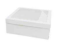 Faves Craft 16" Extra Large Square Cake Box with Window Lid, 40.5 x 40.5 x 15 cm, White, Perfect for Birthdays, Christmas, Weddings