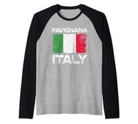 Favignana Italy Flag Distressed Sicilian Pride Raglan Baseball Tee