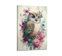 FAVIRXPYU Animal Aesthetic Owl Among Flowers Artwork Decorative Painting Canvas Wall Posters And Modern Family Bedroom Decor 24x36inch(60x90cm)