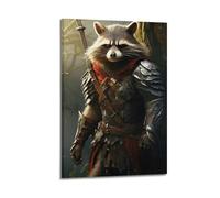 FAVIRXPYU Animal Armored Raccoon Artwork Decorative Painting Canvas Wall Posters And Modern Family Bedroom Decor 08x12inch(20x30cm)