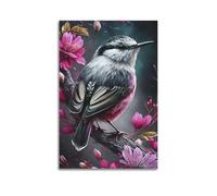 FAVIRXPYU Animal Bird Among Flowers Artwork Decorative Painting Canvas Wall Posters And Modern Family Bedroom Decor 08x12inch(20x30cm)