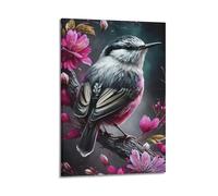 FAVIRXPYU Animal Bird Among Flowers Artwork Decorative Painting Canvas Wall Posters And Modern Family Bedroom Decor 08x12inch(20x30cm)