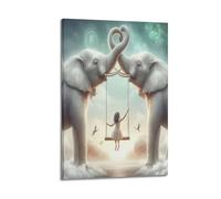 FAVIRXPYU Animal Dreamy Elephant Swing Artwork Decorative Painting Canvas Wall Posters And Modern Family Bedroom Decor 20x30inch(50x75cm)