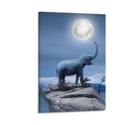 FAVIRXPYU Animal Elephant Under Moonlight Artwork Decorative Painting Canvas Wall Posters And Modern Family Bedroom Decor 16x24inch(40x60cm)