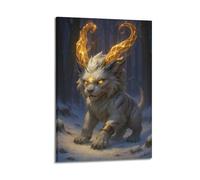 FAVIRXPYU Animal Magical Snow Forest Divine Beast Artwork Decorative Painting Canvas Wall Posters And Modern Family Bedroom Decor 20x30inch(50x75cm)