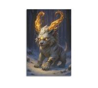 FAVIRXPYU Animal Magical Snow Forest Divine Beast Artwork Decorative Painting Canvas Wall Posters And Modern Family Bedroom Decor 24x36inch(60x90cm)