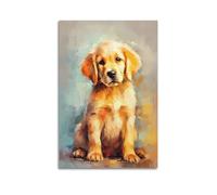 FAVIRXPYU Animal Oil Painting Style Golden Retriever Puppy Artwork Decorative Painting Canvas Wall Posters And Modern Family Bedroom Decor 20x30inch(50x75cm)