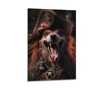 FAVIRXPYU Animal Pirate Style Dog Decorative Painting Canvas Wall Posters And Modern Family Bedroom Decor 24x36inch(60x90cm)