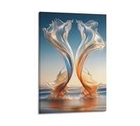 FAVIRXPYU Art Landscape Sci Fi Style Two Tone Water Wave Sculpture Decorative Painting Canvas Wall Posters And Modern Family Bedroom Decor 12x18inch(30x45cm)