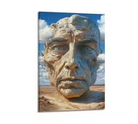 FAVIRXPYU Desert Stone Face Colossus Surreal Desert Nature Landscape Decorative Painting Canvas Wall Posters And Modern Family Bedroom Decor 12x18inch(30x45cm)