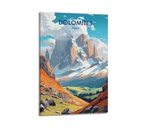 FAVIRXPYU Dolomites Italy Illustration Color Rock Snow Peak Nature Landscape Decorative Painting Canvas Wall Posters And Modern Family Bedroom Decor 20x30inch(50x75cm)
