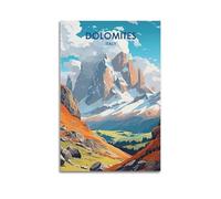 FAVIRXPYU Dolomites Italy Illustration Color Rock Snow Peak Nature Landscape Decorative Painting Canvas Wall Posters And Modern Family Bedroom Decor 12x18inch(30x45cm)