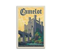 FAVIRXPYU Fantasy Travel Retro Illustration Style Camelot Castle Decorative Painting Canvas Wall Posters And Modern Family Bedroom Decor 16x24inch(40x60cm)