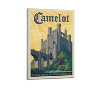 FAVIRXPYU Fantasy Travel Retro Illustration Style Camelot Castle Decorative Painting Canvas Wall Posters And Modern Family Bedroom Decor 08x12inch(20x30cm)