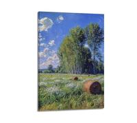 FAVIRXPYU Flower Field Hay Bale Oil Painted Color Flower Rural Nature Landscape Decorative Painting Canvas Wall Posters And Modern Family Bedroom Decor 12x18inch(30x45cm)