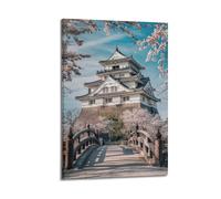 FAVIRXPYU Japanese Castle Cherry Blossom Season 和风 Architecture Urban Landscape Decorative Painting Canvas Wall Posters And Modern Family Bedroom Decor 24x36inch(60x90cm)