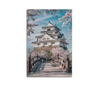 FAVIRXPYU Japanese Castle Cherry Blossom Season 和风 Architecture Urban Landscape Decorative Painting Canvas Wall Posters And Modern Family Bedroom Decor 24x36inch(60x90cm)