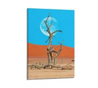 FAVIRXPYU Landscape Art Fantasy Style Desert Dead Tree Blue Moon Decorative Painting Canvas Wall Posters And Modern Family Bedroom Decor 12x18inch(30x45cm)