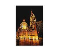 FAVIRXPYU Religious Architecture Beautiful China Harbin St Sophia Church Night Decorative Painting Canvas Wall Posters And Modern Family Bedroom Decor 24x36inch(60x90cm)