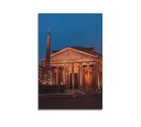 FAVIRXPYU Religious Architecture Beautiful Italy Rome Pantheon Night View Decorative Painting Canvas Wall Posters And Modern Family Bedroom Decor 08x12inch(20x30cm)