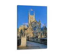 FAVIRXPYU Religious Architecture Retro UK Rochester Cathedral Decorative Painting Canvas Wall Posters And Modern Family Bedroom Decor 20x30inch(50x75cm)