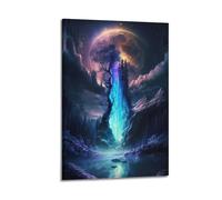 FAVIRXPYU Sci Fi Star Tree Neon Blue Purple Secret Nature Landscape Decorative Painting Canvas Wall Posters And Modern Family Bedroom Decor 12x18inch(30x45cm)