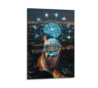 FAVIRXPYU Tech Sci Fi Futuristic AI City Hologram Decorative Painting Canvas Wall Posters And Modern Family Bedroom Decor 08x12inch(20x30cm)