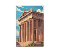 FAVIRXPYU Urban Art Retro Greece Parthenon Temple Illustration Decorative Painting Canvas Wall Posters And Modern Family Bedroom Decor 20x30inch(50x75cm)