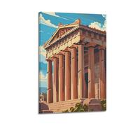 FAVIRXPYU Urban Art Retro Greece Parthenon Temple Illustration Decorative Painting Canvas Wall Posters And Modern Family Bedroom Decor 20x30inch(50x75cm)