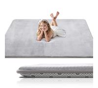Favodormir Large Thick Baby Play Mats for Floor,150x180x3cm Flannel Playmat for Babies,Kids Rug with High-Density Foam,Play Blanket with Non-Slip Bottom,Easy Clean Carpet for Baby Playpen,Grey