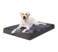 Favodormir Orthopaedic Dog Bed, Medium Large Dog Cushion, Waterproof Faux Leather Base, Indoor and Outdoor Dog Mat, Dog Basket, Dog Mattress, 91 x 69 x 7 cm, Dark Grey