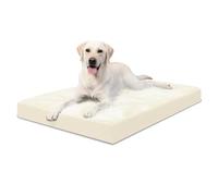 Favodormir Orthopaedic Dog Bed, Medium Large Dog Cushion, Waterproof Faux Leather Base, Indoor and Outdoor Dog Mat, Dog Basket, Dog Mattress, 91 x 68 x 7 cm, Beige