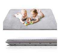 Favodormir Thick Baby Play Mats for Floor,120x120x3cm Flannel Playmat for Babies,Kids Rug with High-Density Foam,Play Blanket with Non-Slip Bottom,Easy Clean Carpet for Baby Playpen,Grey