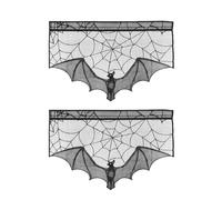 FAVOMOTO 2pcs Black Table Runner Black Decor Black Curtains Halloween Curtains for Windows Halloween Table Runner Black Lace Curtains Fireplace Tablecloth Board Game Halloween Table Cover