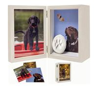 Favonuovy 4x6 Pet Memorial Picture Frame Shadow Box for Dogs and Cats Frame Keepsake for 3 Photos Pet Paw Print Display Shadow Box with Double Hinges and Glass Front Memorial Gifts for Dog Lovers