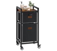 FAVOOSTY Laundry Basket with Wheels and Storage Shelf, 70L 2 Compartment Washing Basket, Tall Laundry Hamper Cart with Removable Bags, Narrow Double Laundry Sorter for Bathroom Bedroom, Black