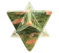 favoramulet 1 Inch Unakite Merkaba Star, Healing Crystal Carving Geometric Eight-Pointed Sacred Star for Divine Meditation Spiritual Positive Energy Therapy