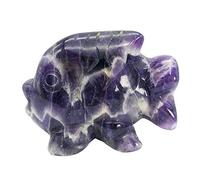 favoramulet 2 Inches Amethyst Stone Dancing Fish Statue, Hand Carved Healing Crystal Figurine Decoration Sulpture, Fengshui Wealth and Luck