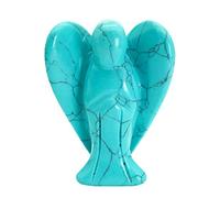 favoramulet 2 Inches Synthetic Green Howlite Turquoise Crystal Pray Guardian Angel Statue, Carved Healing Peace Angel with Wing Figurine Pocket Stone