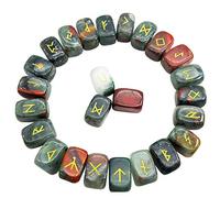 favoramulet Natural Elder Futhark Viking Rune Stone Set, Engraved Letter Norse Witchcraft Runes Healing Crystal Reiki Divination Gemstones Irregular Shaped, 25Pcs, stone