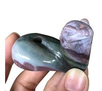 favoramulet Natural Moss Agate Snake Figurine, Hand Carved Spirit Animal Statue Sculpture Healing Crystal Collectible 2"(52mm)